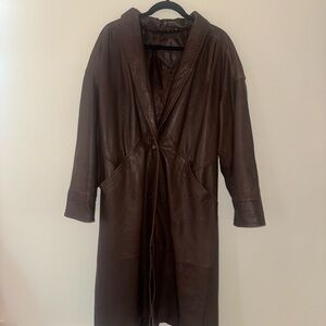 Dark Brown Leather Women's Coat
